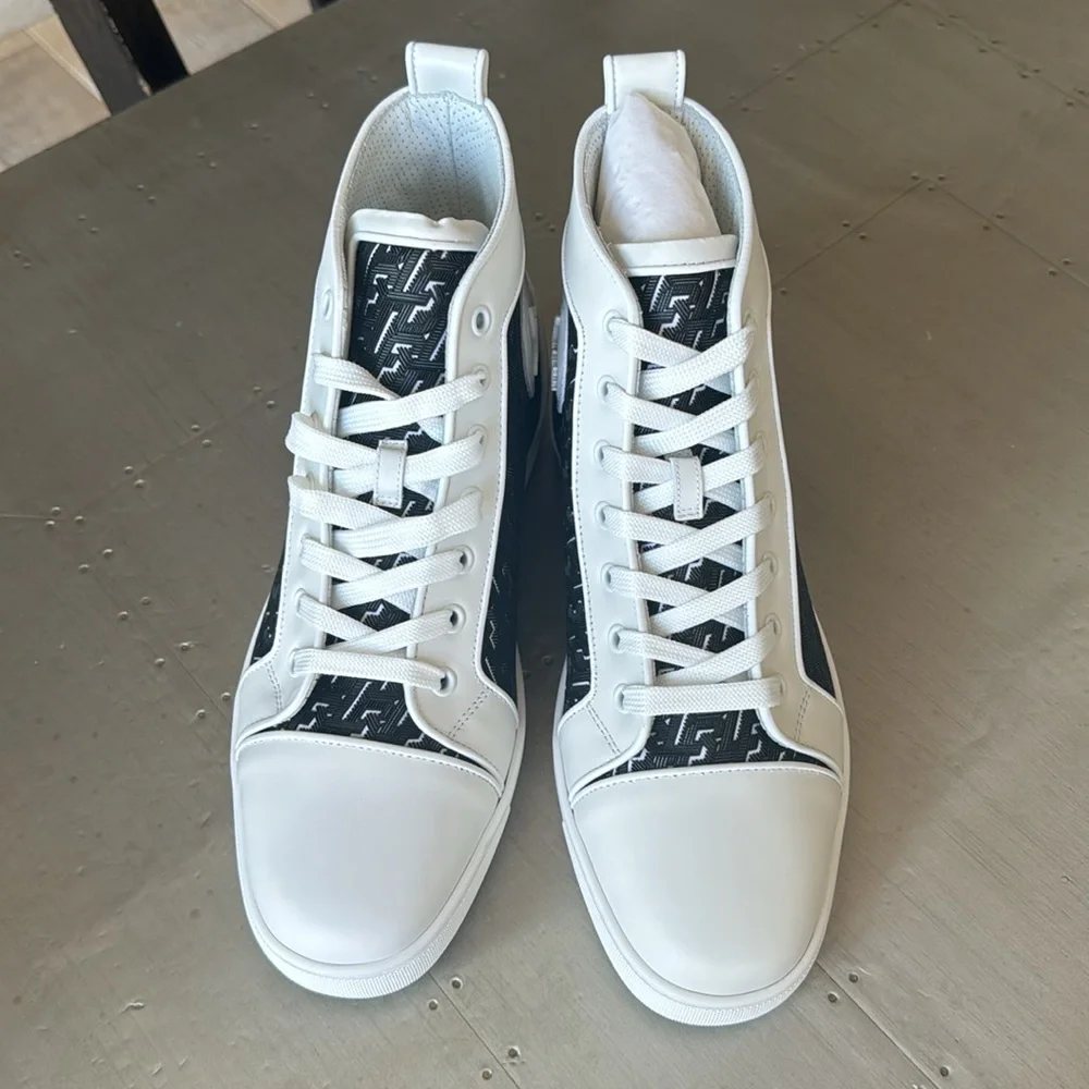 Christian Louboutin louis orlato flat white black techno high top sneaker sz 41